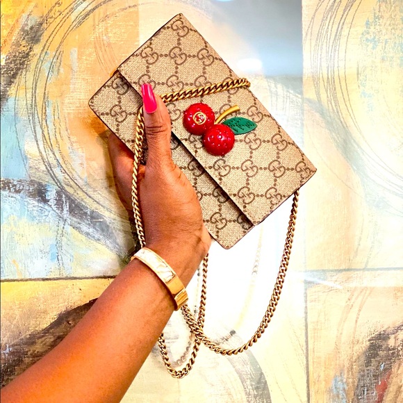 Gucci Handbags - Verified Authentic NEW Authentic Gucci  GG Supreme Mini Bag With Cherries Bag